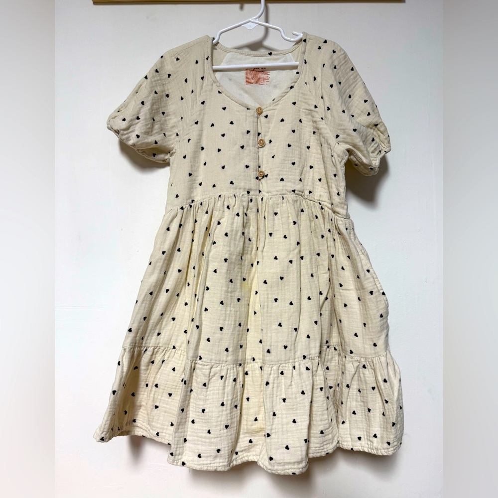 Cat & Jack Cream and Black Puff Sleeve Sundress